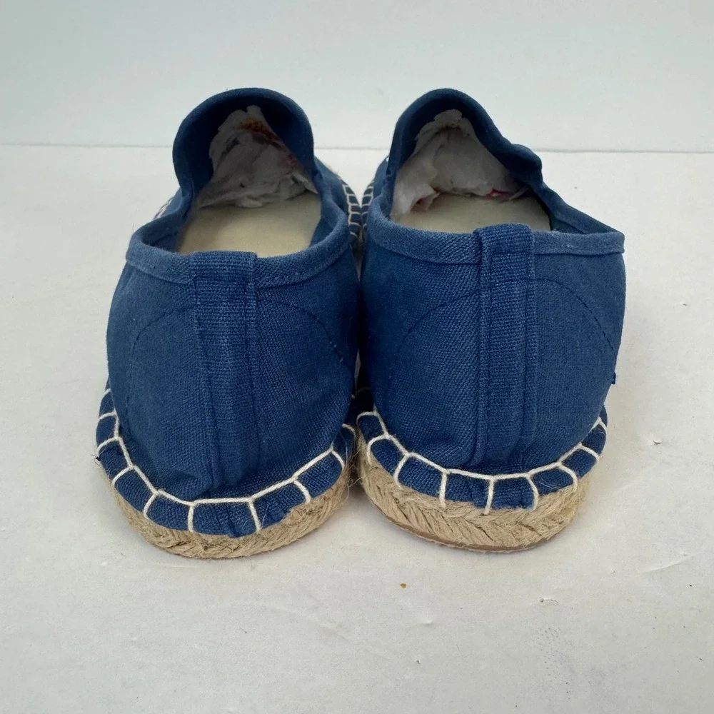 Coldwater Creek Walk With Me Navy Blue Daisy Embroidered Espadrille Flats Sz 7.5